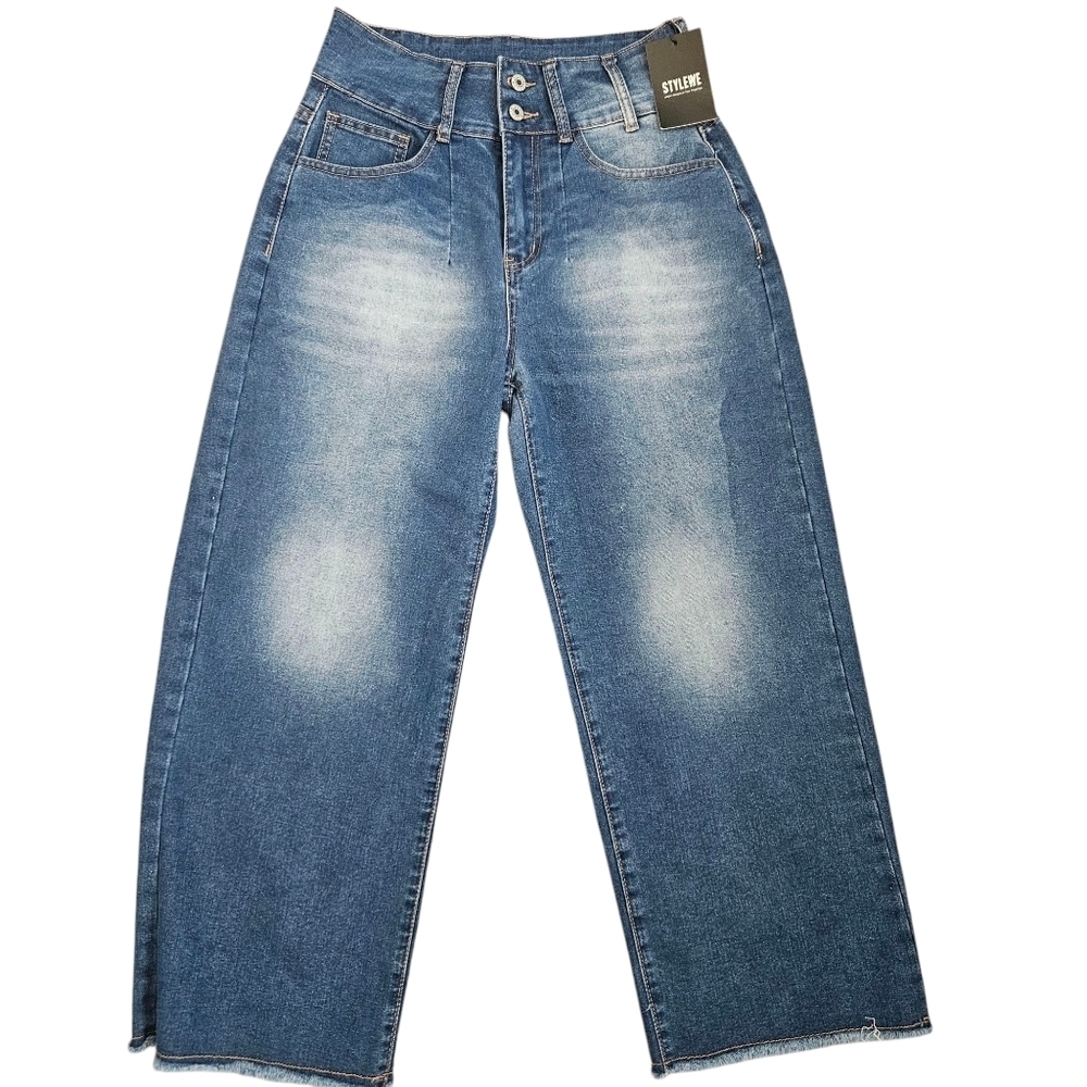 Stylewe Dime Classic‎ Relaxed Denim Barrel Leg High Waist Jeans Medium NWT